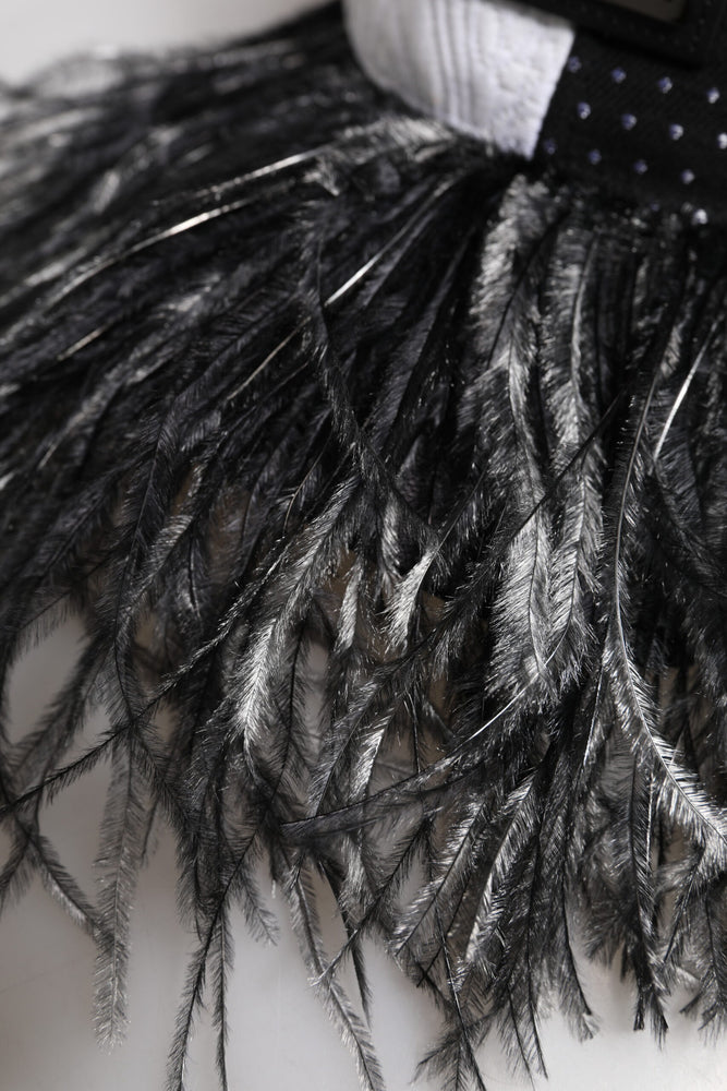 Dolce & Gabbana White Black Polka Dot Feathers Baseball Cap