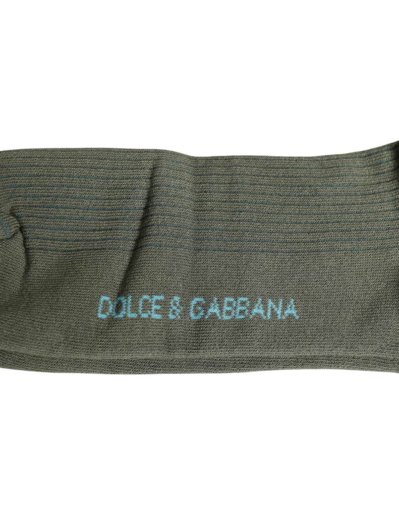 Dolce & Gabbana Gray Cotton DG Bear Mid Calf Socks
