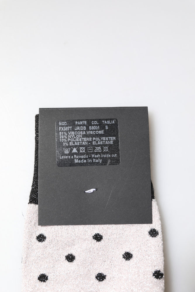 Dolce & Gabbana Gray Viscose Stretch Dotted Socks