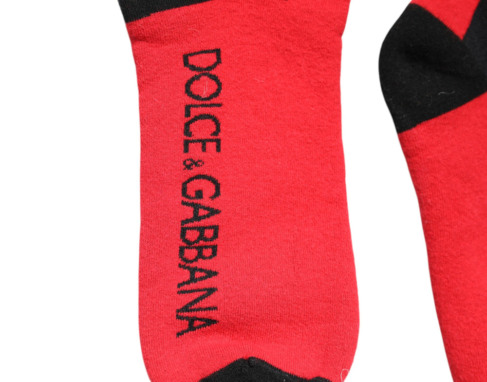 Dolce & Gabbana Red Cotton Stretch Printed Socks
