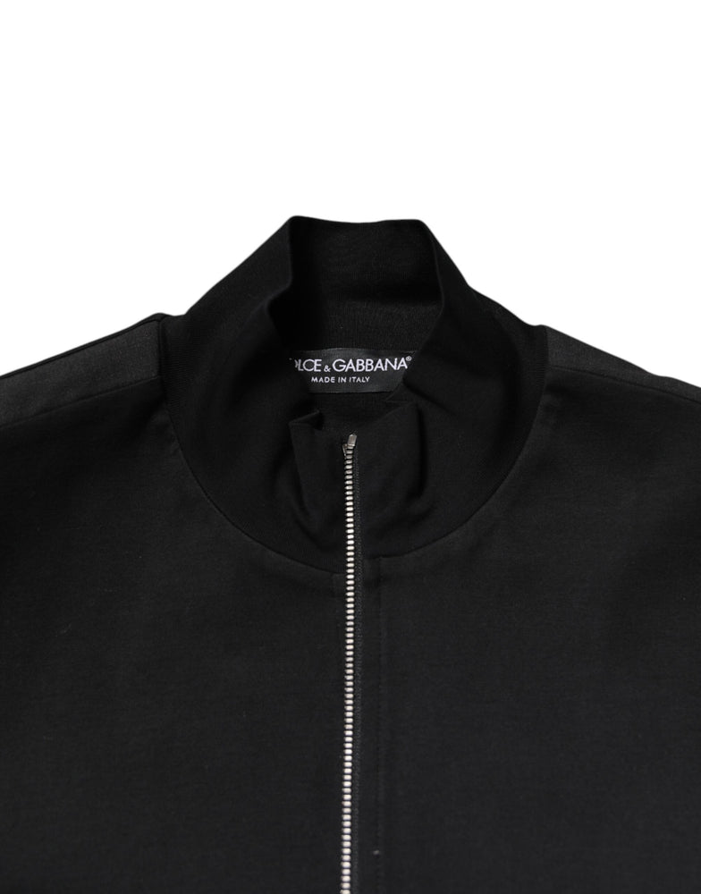 Dolce & Gabbana Black Cotton Logo Full Zip Men Bomber Jacket