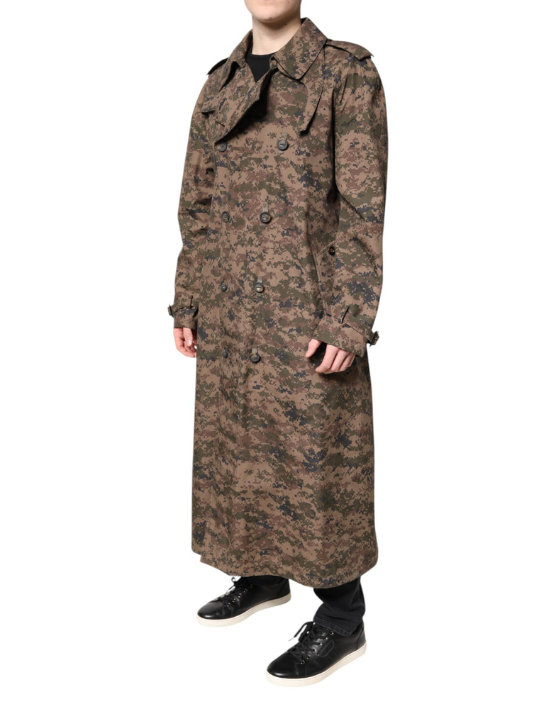 Dolce & Gabbana Multicolor Camouflage Double Breasted Coat Jacket