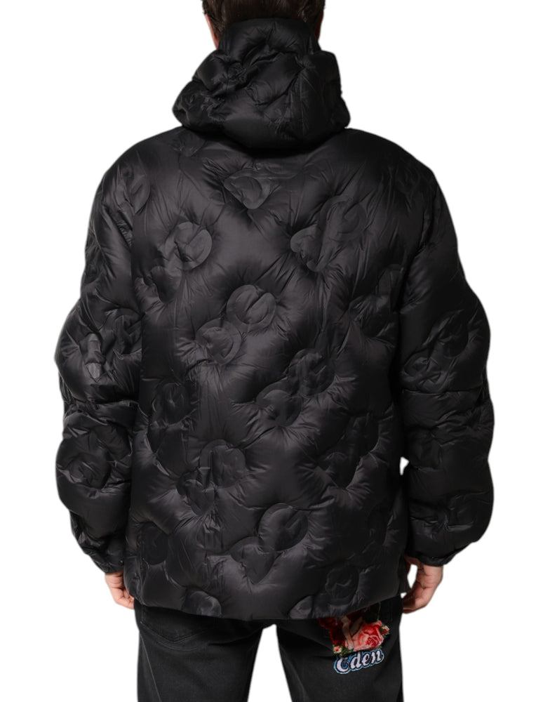 Dolce & Gabbana Black Hooded Parka Coat Winter Jacket