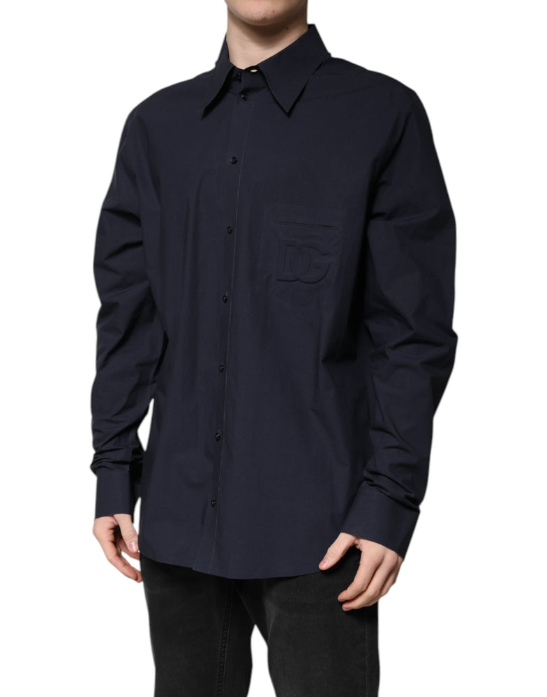 Dolce & Gabbana Dark Blue Cotton Long Sleeve Shirt