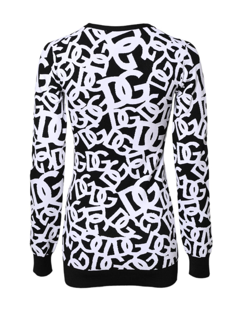 Dolce & Gabbana Black White Logo Print Women Pullover Sweater