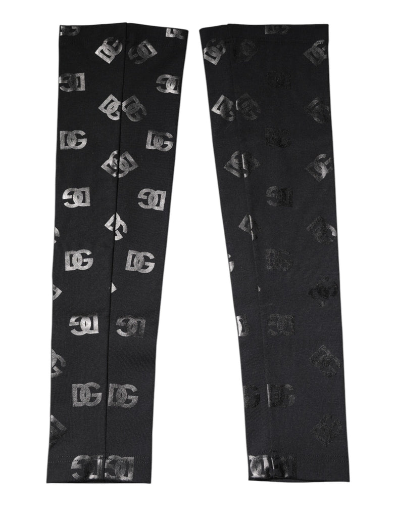 Dolce & Gabbana Black DG Logo Monogram Wool Stretch Arm Sleeves