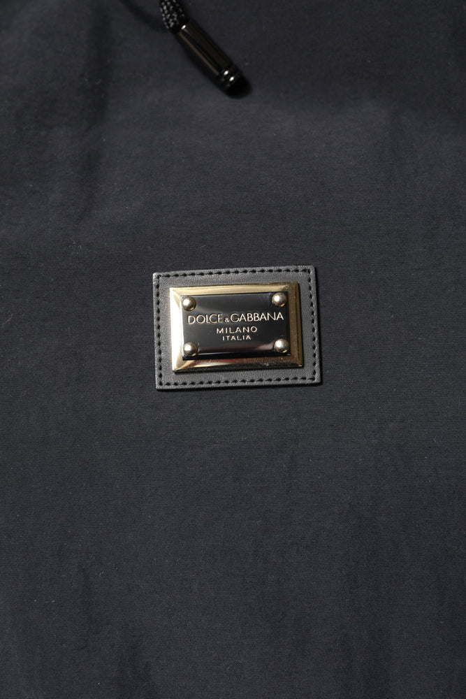 Dolce & Gabbana Black Nylon Full Zip Hooded Parka Jacket