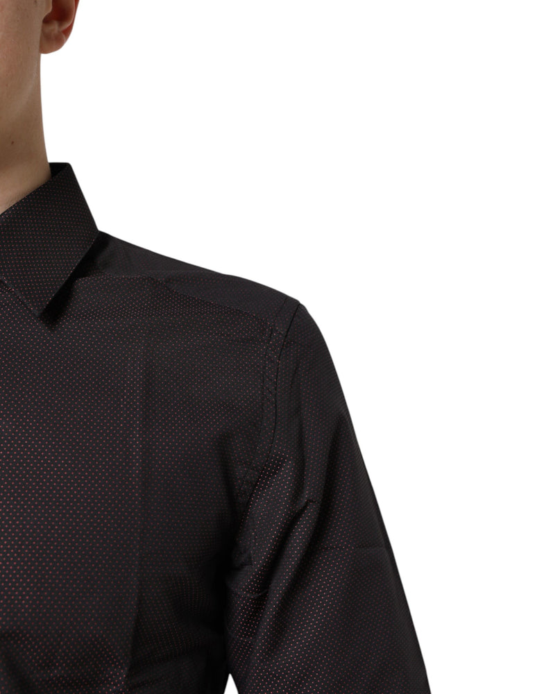 Dolce & Gabbana Maroon Jacquard Cotton GOLD Men Dress Shirt