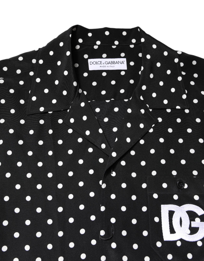 Dolce & Gabbana Black Polka Dot Short Sleeves Casual Shirt