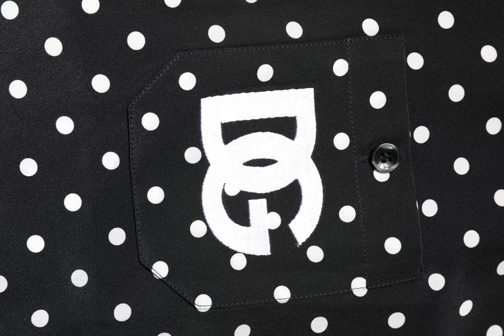 Dolce & Gabbana Black Polka Dot Short Sleeves Casual Shirt