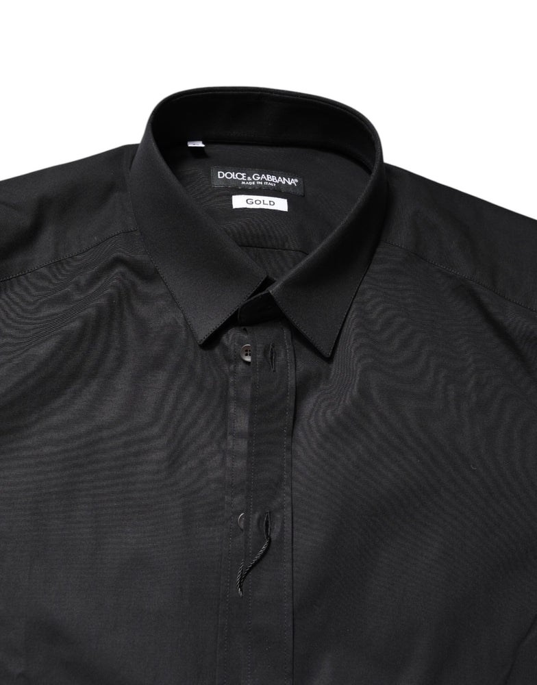 Dolce & Gabbana Black GOLD Cotton Long Sleeves Dress Shirt