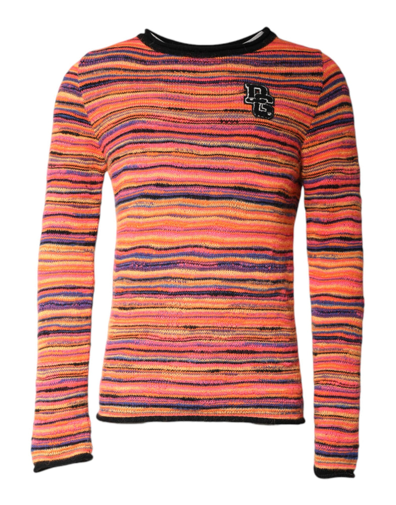 Dolce & Gabbana Multicolor Wool DGLogo Knit Pullover Sweater