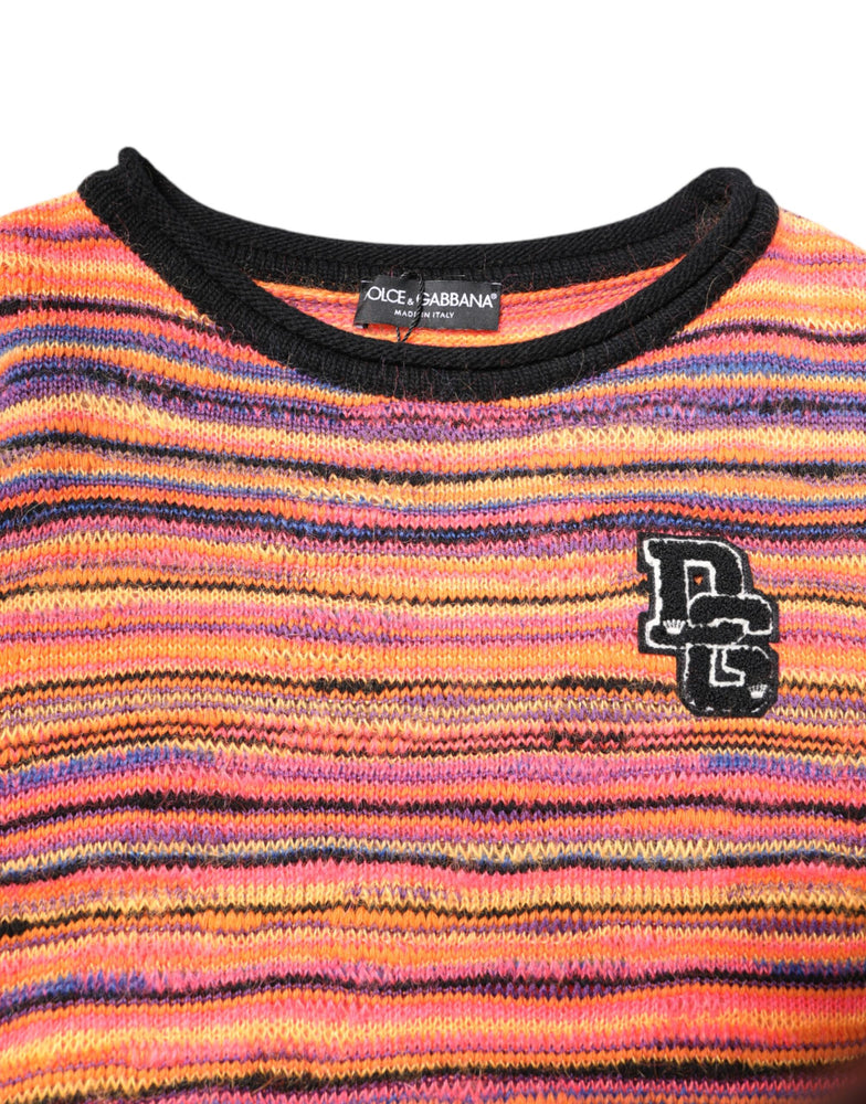 Dolce & Gabbana Multicolor Wool DGLogo Knit Pullover Sweater