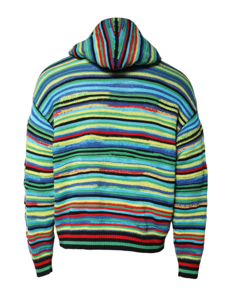 Dolce & Gabbana Multicolor Cotton Hooded Pullover Sweater