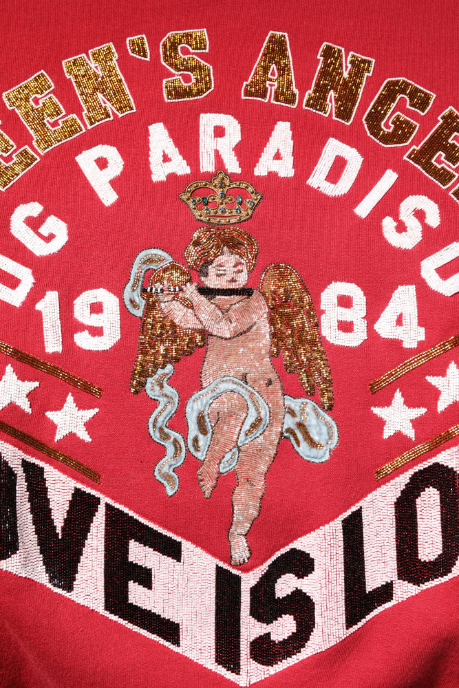 Dolce & Gabbana Red Sequin Knit Pullover Sweatshirt Sweater