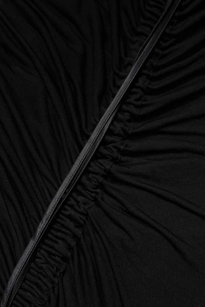 Dolce & Gabbana Black Mesh Trim Bodycon Long Sheath Dress