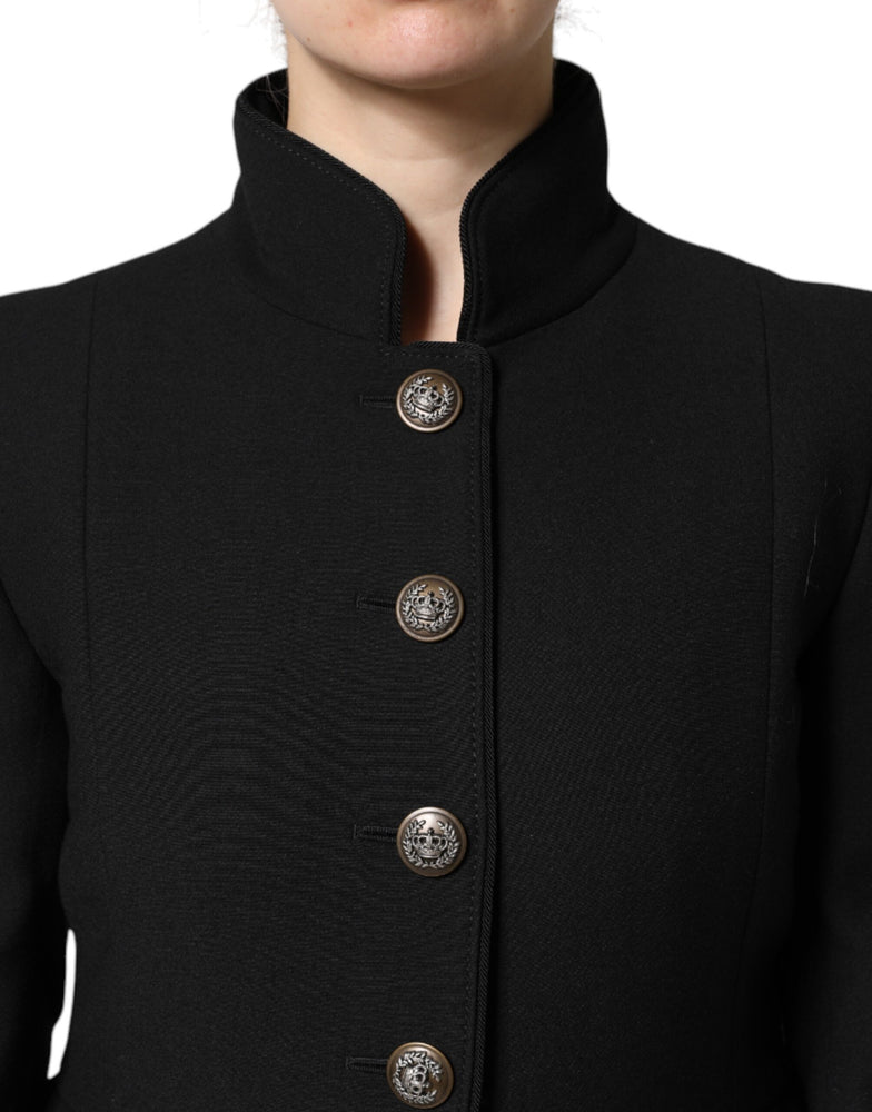 Dolce & Gabbana Black Wool Single Breasted Trench Coat Jacket