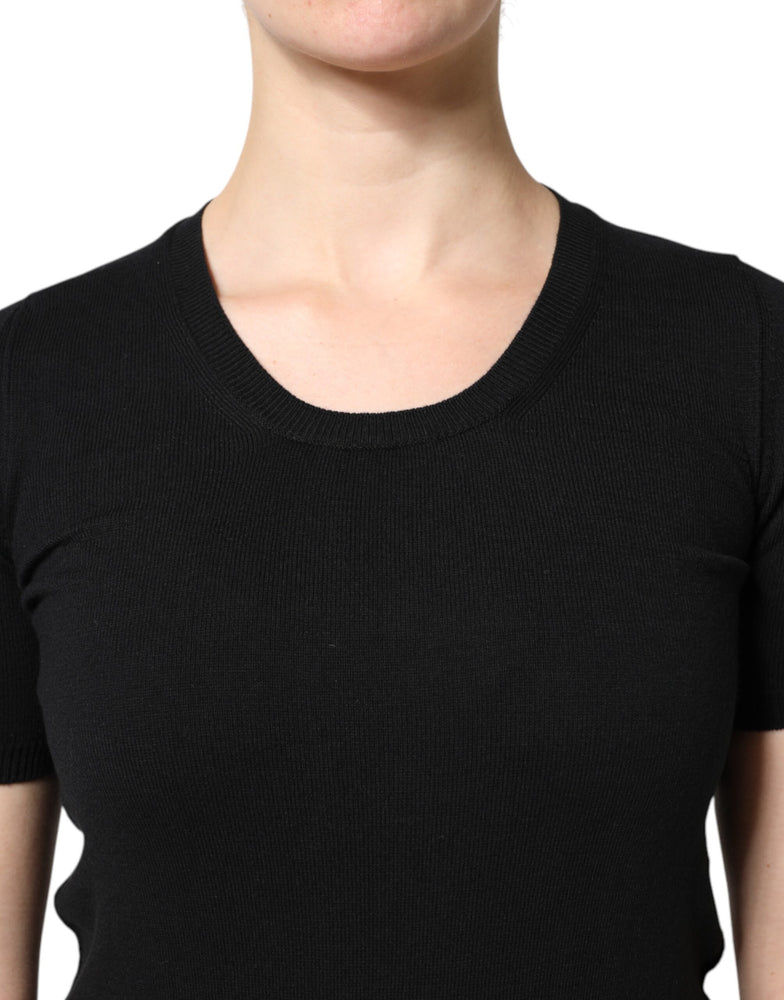 Dolce & Gabbana Black Cotton Round Neck Short Sleeve T-shirt
