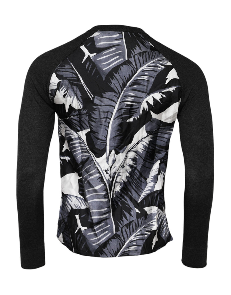 Dolce & Gabbana Black Printed Knitted Men Pullover Sweater