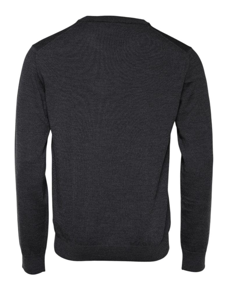 Dolce & Gabbana Gray Wool Logo Knitted Men Pullover Sweater