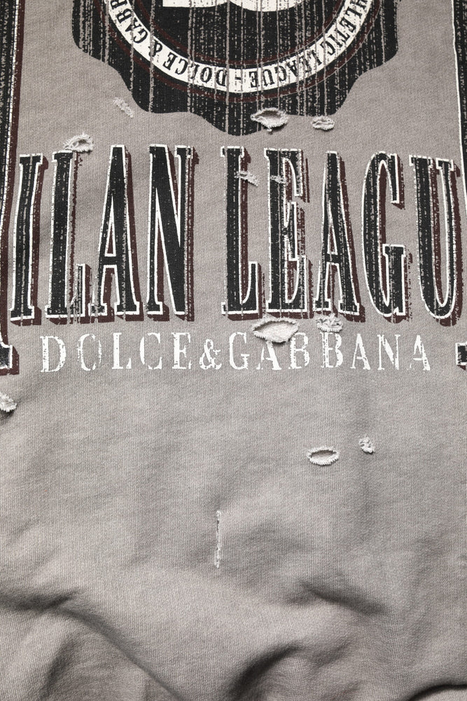 Dolce & Gabbana Gray Logo Print Crew Neck Pullover Sweater