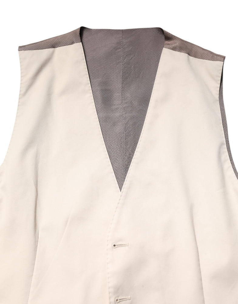 Dolce & Gabbana Beige Gray Dress Men Formal Waistcoat Vest