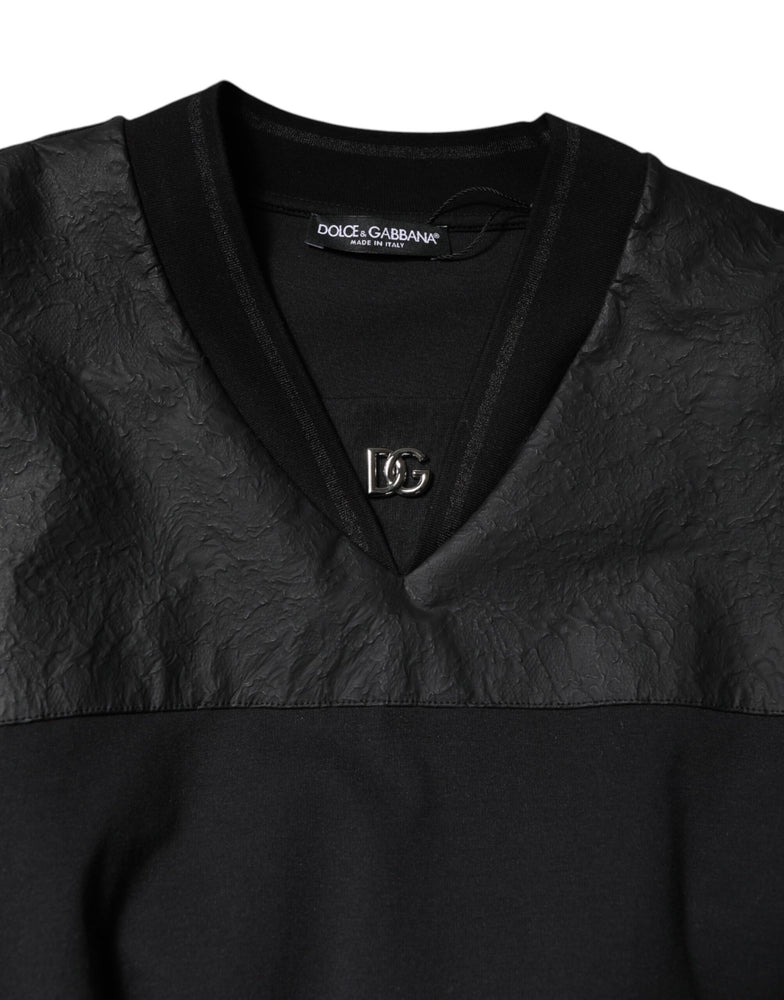 Dolce & Gabbana Black Cotton Short Sleeves V-neck T-shirt