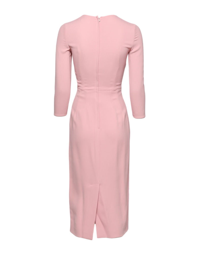 Dolce & Gabbana Pink Viscose 3/4 Sleeves Sheath Midi Dress