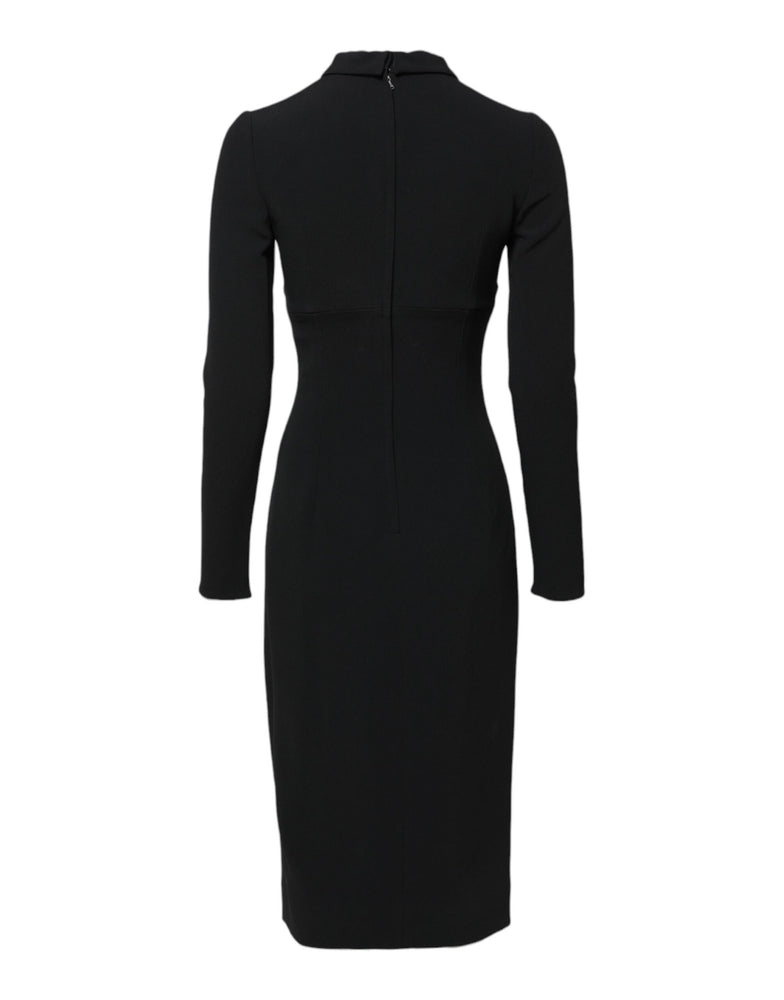 Dolce & Gabbana Black Long Sleeves Bodycon Sheath Midi Dress