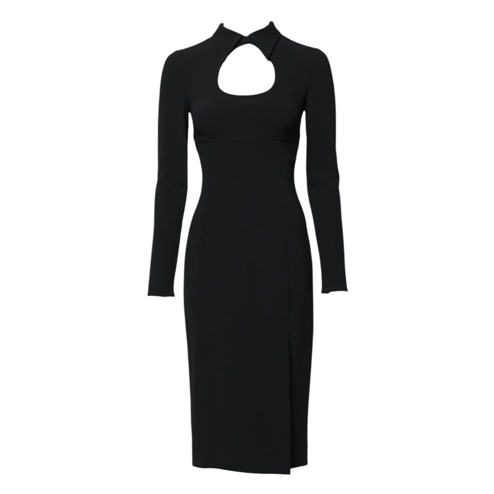 Dolce & Gabbana Black Long Sleeves Bodycon Sheath Midi Dress