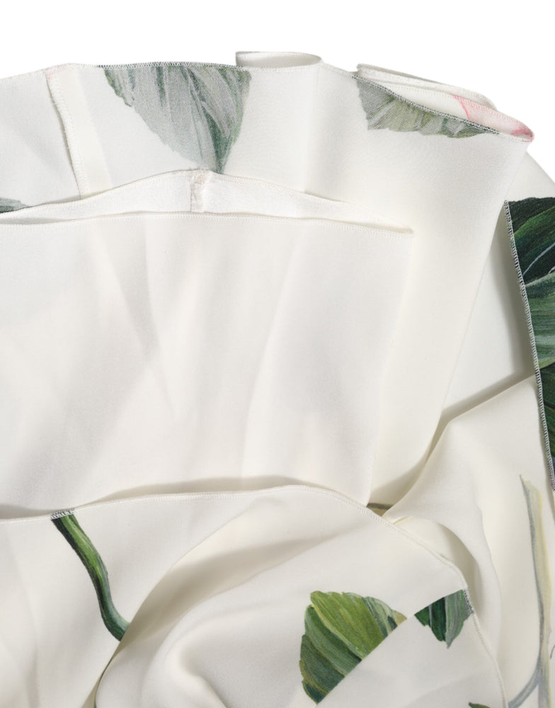 Dolce & Gabbana White Floral One Shoulder Sheath Midi Dress