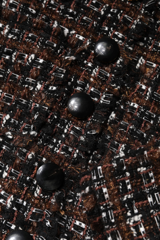 Dolce & Gabbana Brown Tweed Short Sleeves A-line Mini Dress