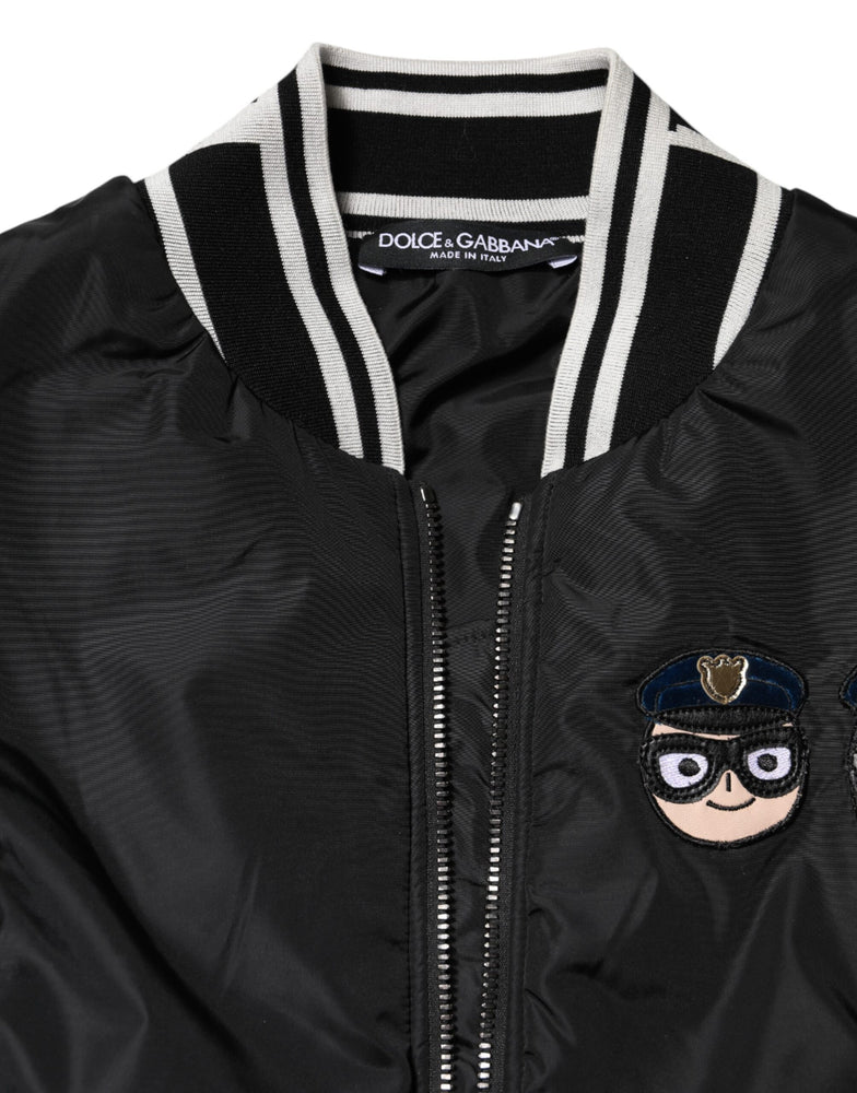 Dolce & Gabbana Black Nylon #DGFamily Full Zip Bomber Jacket