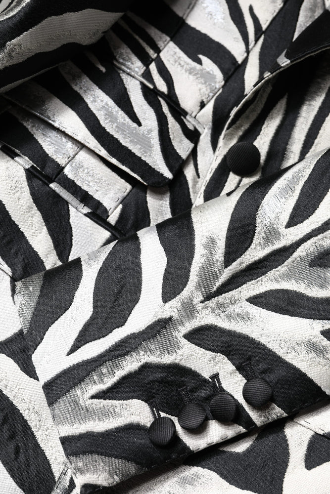 Dolce & Gabbana Black White Polyester Women Blazer Jacket