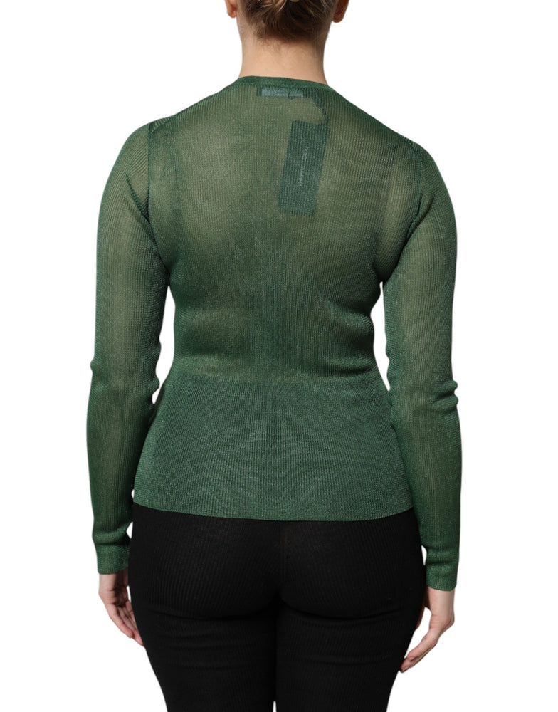 Dolce & Gabbana Green Polyester Long Sleeves Cardigan Sweater