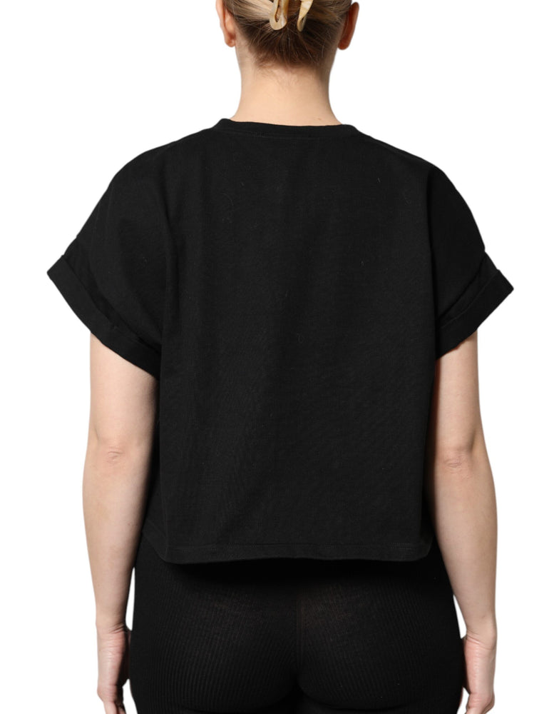 Dolce & Gabbana Black Cotton Printed Short Sleeves T-shirt