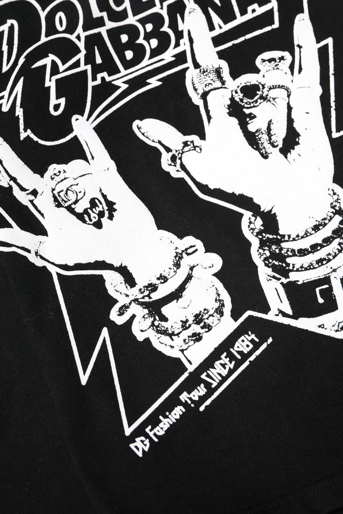 Dolce & Gabbana Black Cotton Printed Short Sleeves T-shirt