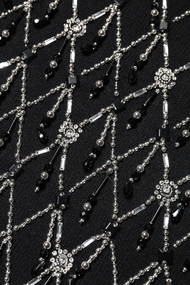 Dolce & Gabbana Black Cashmere Embellished Long Sleeves Top