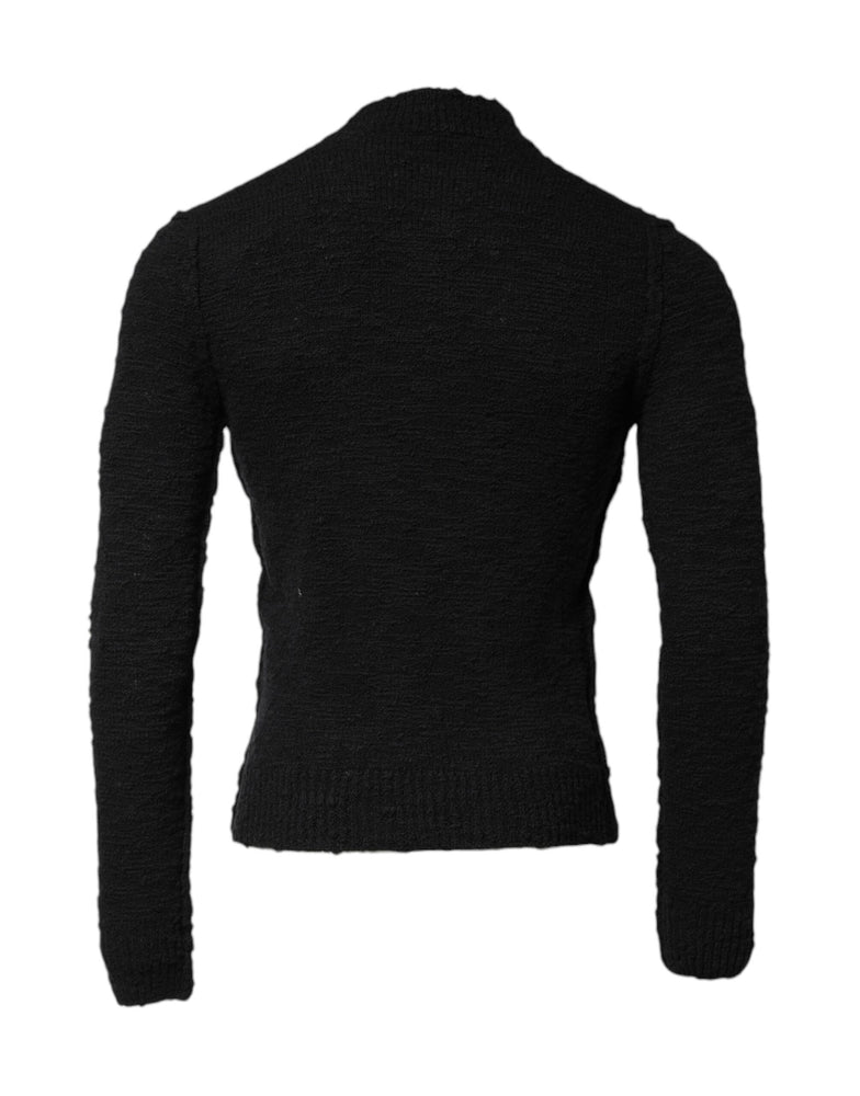Dolce & Gabbana Black Wool Knit Crew Neck Pullover Sweater