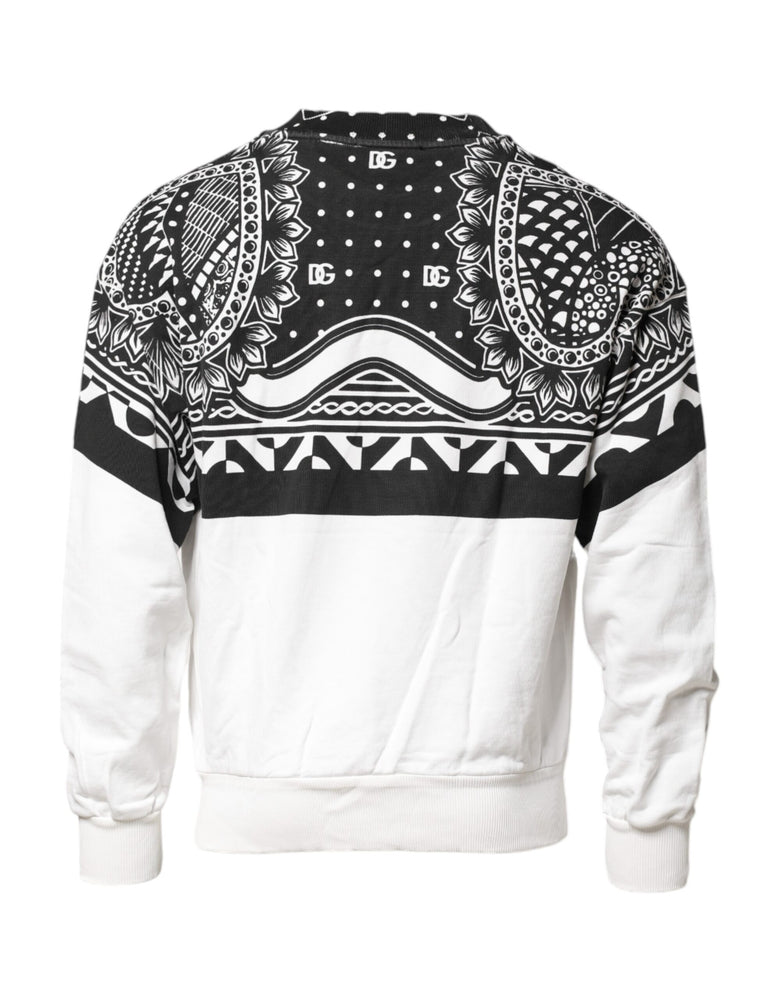 Dolce & Gabbana Black White Bandana Cotton Men Sweatshirt Sweater