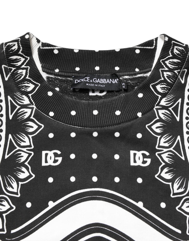 Dolce & Gabbana Black White Bandana Cotton Men Sweatshirt Sweater