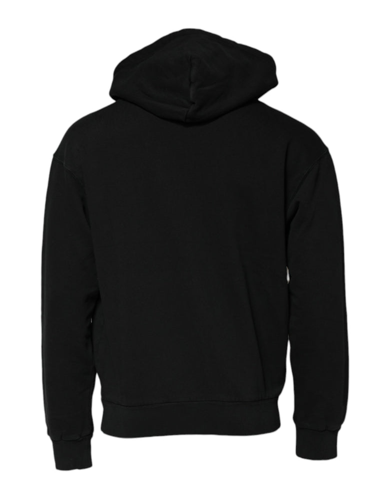 Dolce & Gabbana Black Logo Full Zip Hooded Men Sweatshirt Sweater