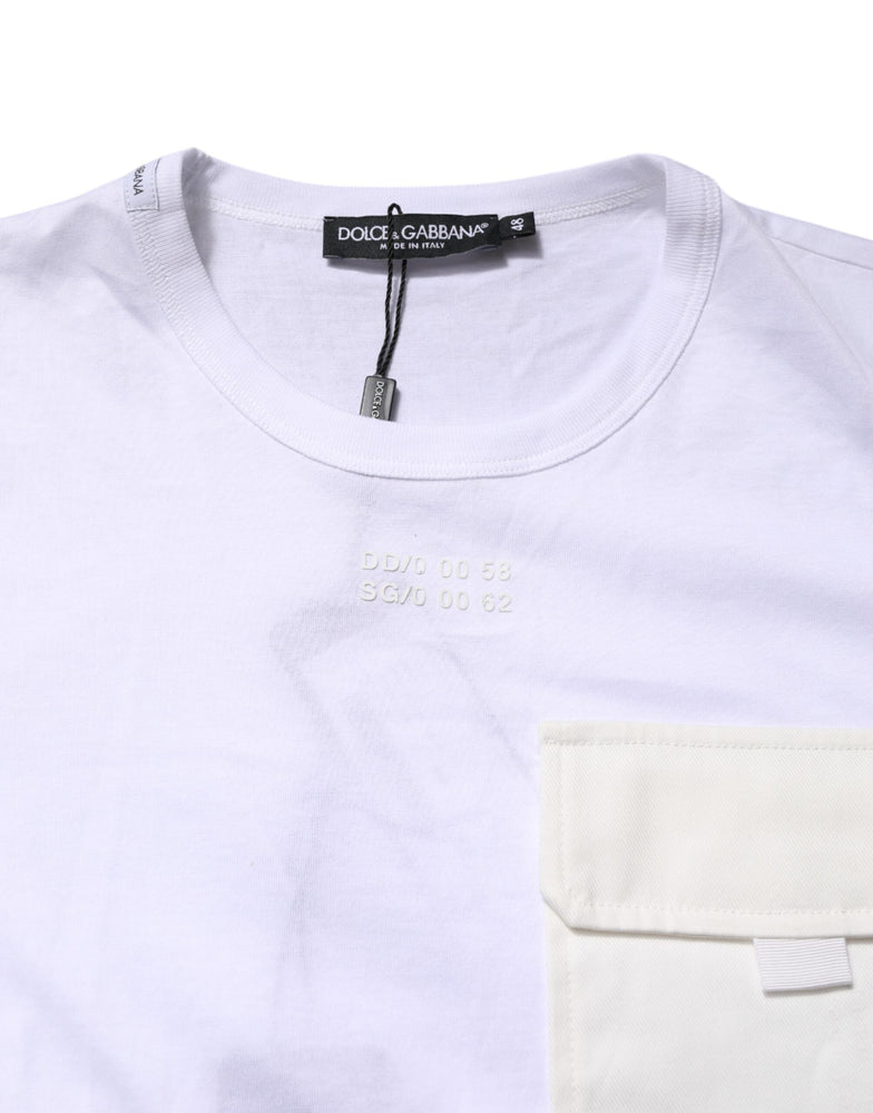 Dolce & Gabbana White Cotton Pocket Short Sleeves T-shirt