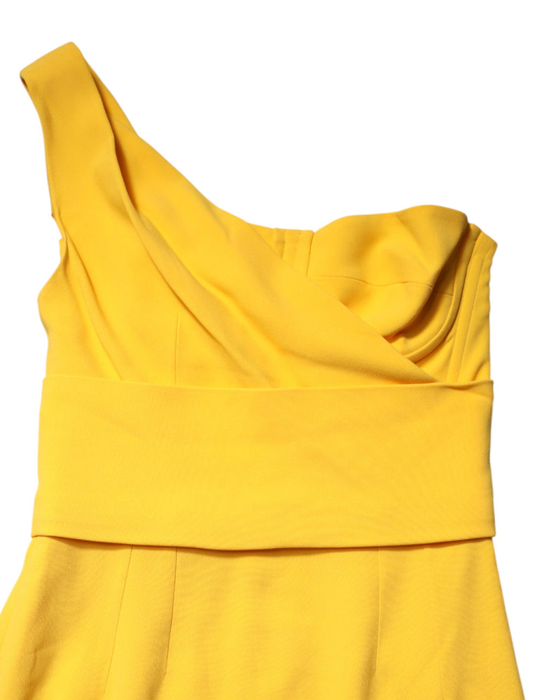 Dolce & Gabbana Yellow One Shoulder Side Slit Midi Dress