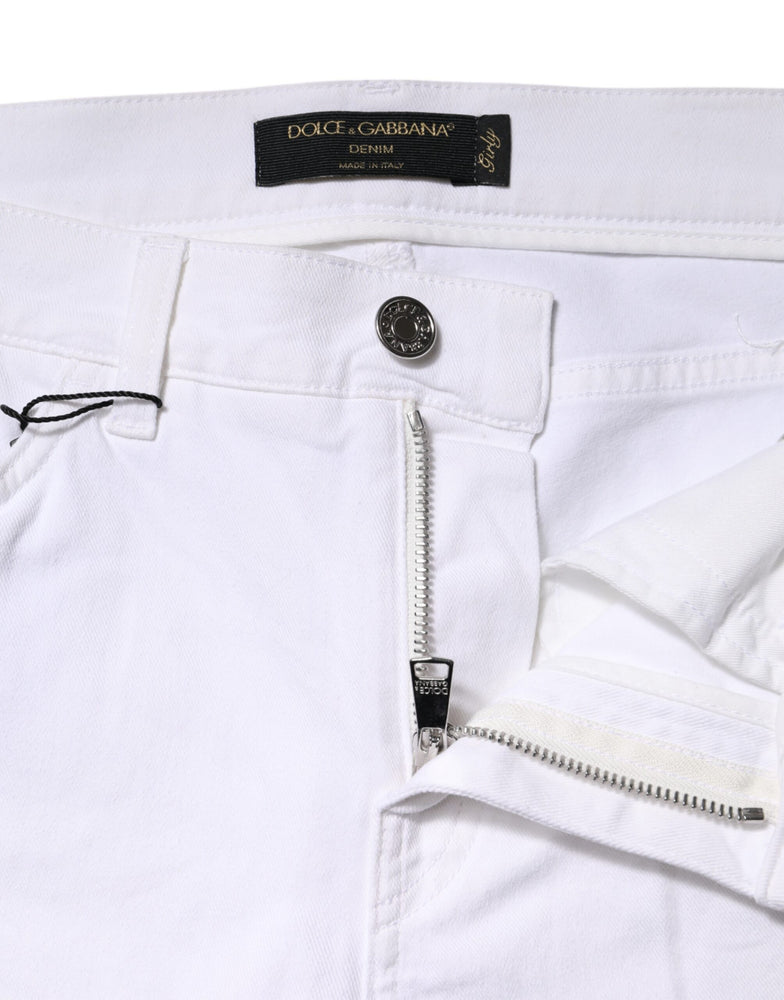 Dolce & Gabbana White Floral Sequined GIRLY Denim Jeans