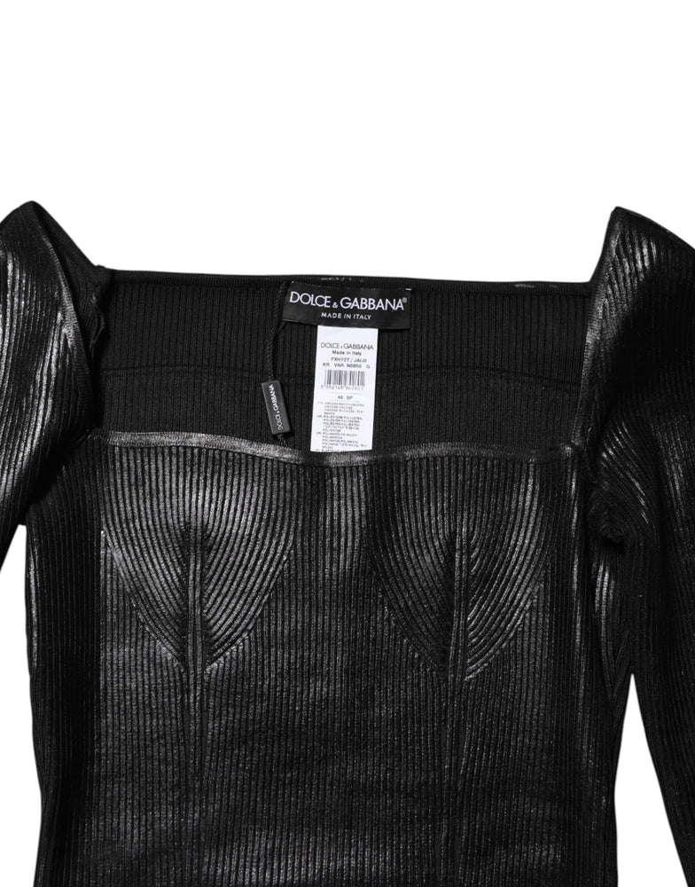 Dolce & Gabbana Black Viscose Long Sleeves Fitted Blouse Top