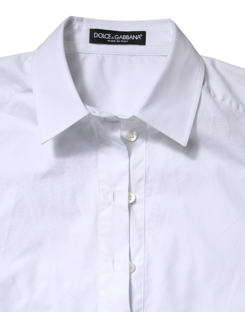 Dolce & Gabbana White Cotton Short Sleeves Collared Polo Top
