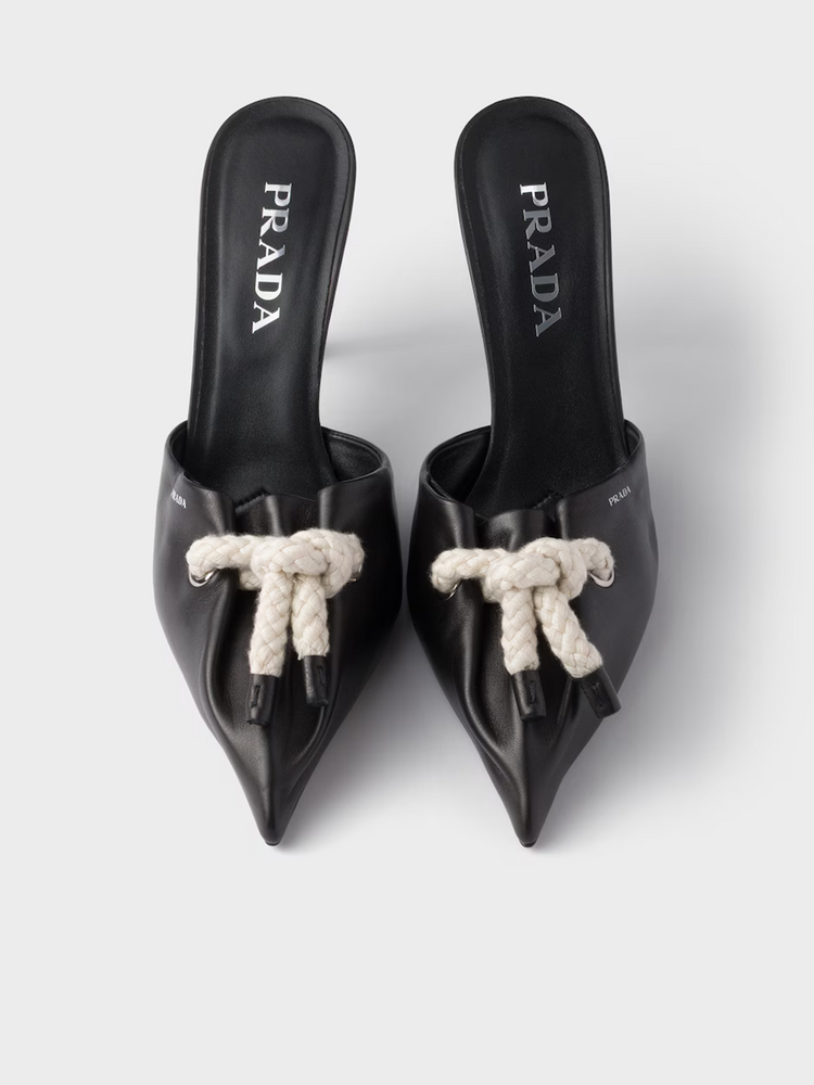 Prada Black Nappa Leather Rope Detail  Sandals
