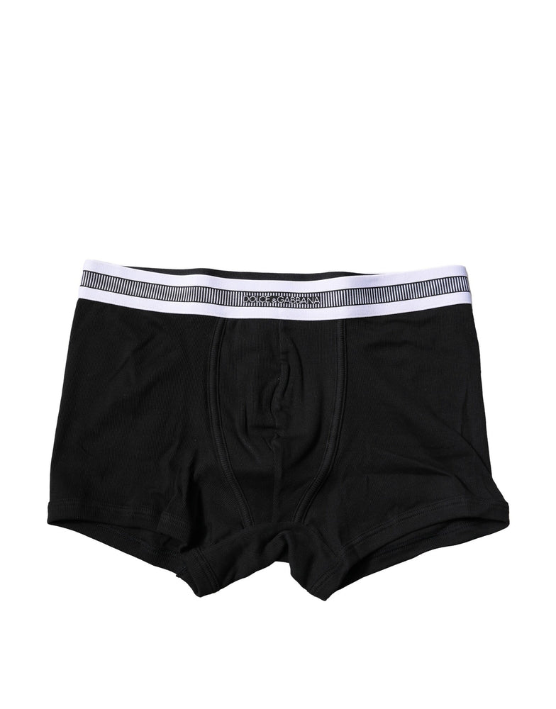Dolce & Gabbana Black Cotton Stretch Regular Boxer Underwear