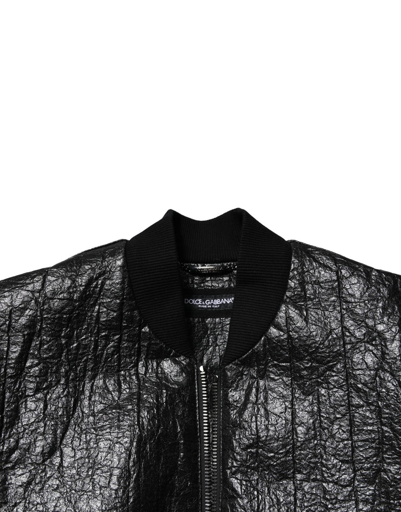 Dolce & Gabbana Black Logo Plaque Bomber Full Zipper Jacket